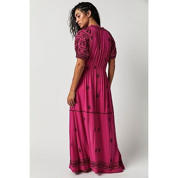 Free People Riley Embroidered Maxi Dress Size Xs